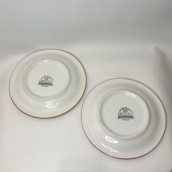 Oneida Kitchen Saucers Sunset Bouquet Hand Painted 8 In Round Set 2 Floral Red - Picture 5 of 5